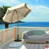 Beige Patio Umbrella with Push Button Tilt and Metal Pole