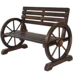 2-Person Wagon Wheel Wooden Bench