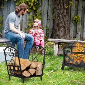 Decorative Firewood Rack with Handles and Raised Legs