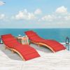 3 Piece Fully Folding Eucalyptus Lounger & Side Table Set