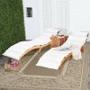 3 Piece Fully Folding Eucalyptus Lounger & Side Table Set