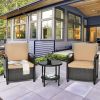 Patio Rattan Furniture Set with Cushioned Seats