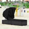 Adjustable Cushioned Lounger with Folding Canopy