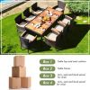 Rattan Dining Set with Acacia Wood Table and Stackable Cushioned Chairs