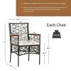 PE Wicker Dining Chairs with Acacia Wood Armrests and Cushions