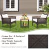 Rattan Furniture Set with Acacia Wood Tabletop & White Cushions