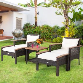 Rattan Furniture Set with Acacia Wood Table