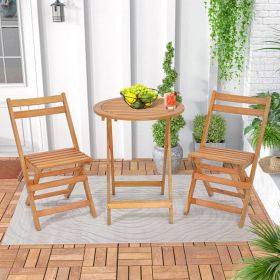 Folding Bistro Set with Slatted Tabletop