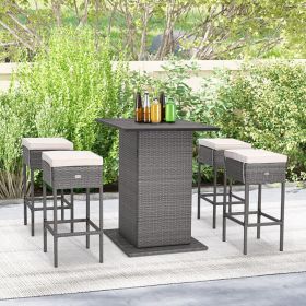 Wicker Bar Set with Hidden Storage Shelves