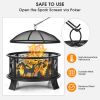 Fire Pit with Spark Screen and Poker