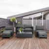 Rattan Furniture Set with Glass Table and Cushioned Seat