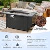 Rattan Wicker Propane Fire Pit Table with Rain Cover and Lava Rocks