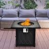 50000 BTU Square Propane Fire Pit Table with Lava Rocks & Cover