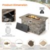 Rectangle Faux Stone Propane Gas Fire Table with Lava Rock and PVC Cover