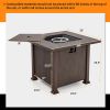 50,000 BTU Square Fire Pit Table with Lid and Lava Rocks