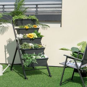 5-Tier Vertical Raised Garden Bed with Wheels and Container Boxes