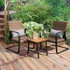 Rattan Conversation Set with Lumbar Pillows