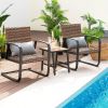 Rattan Conversation Set with Lumbar Pillows