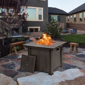 50000 BTU Square Propane Gas Fire Pit Table with Cover