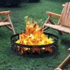 36" Metal Fire Pit Ring Elk with Extra Poker & Bonfire Liner