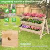 3-Tier Wooden Vertical Raised Garden Bed with Storage Shelf