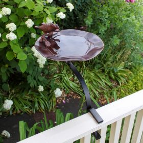 Antiqued Birdbath with Birds and Rail Mount