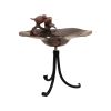 Antiqued Birdbath with Birds on Tripod Stand