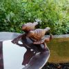 Antiqued Birdbath with Birds on Tripod Stand