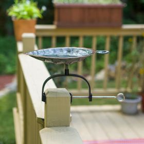 Aspen Leaf Birdbath with Over Rail Bracket