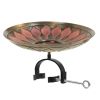 Red African Daisy Birdbath with Over Rail Bracket