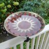 Red African Daisy Birdbath with Over Rail Bracket