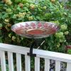 Red African Daisy Birdbath with Over Rail Bracket