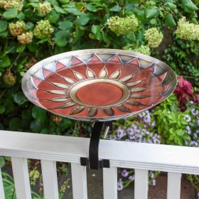 Red African Daisy Birdbath with Over Rail Bracket