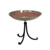 Red African Daisy Birdbath with Tripod Stand