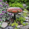 Red African Daisy Birdbath with Tripod Stand