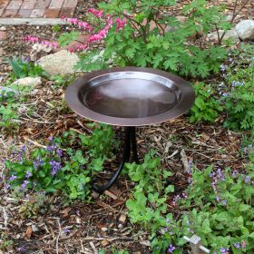 Classic Copper Birdbath with Tripod Stand