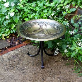 Three Hares Birdbath on Tripod Stand