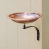 Rimmed & Hammered Copper Birdbath with Wall Mount Bracket