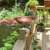 Hammered Solid Copper Birdbath with Over Rail Bracket