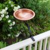 Hammered Solid Copper Birdbath with Rail Mount Bracket