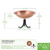 Hammered Solid Copper Birdbath with Tripod Stand