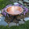 Hammered Solid Copper Birdbath with Tripod Stand