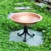 Hammered Solid Copper Birdbath with Tripod Stand