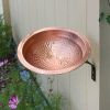 Hammered Solid Copper Birdbath with Wall Mount Bracket