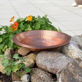 Hammered Solid Copper Birdbath Bowl