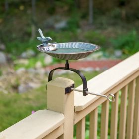 Scallop Shell Birdbath with Over Rail Bracket