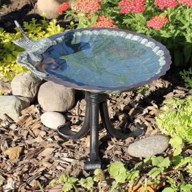 Scallop Shell Birdbath on Tripod Stand