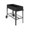 Mobile Black Metal Potting Bench with Push Handle Wheels