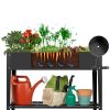 Mobile Black Metal Potting Bench with Push Handle Wheels