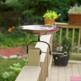 Burnt Copper Birdbath and Over Rail Bracket